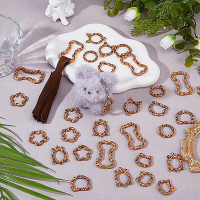 14Pcs 7 Styles Alloy Spring Gate Rings FIND-HS0002-70-1