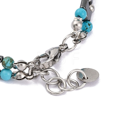 Synthetic Turquoise Beaded Bracelets BJEW-P339-03P-03-1