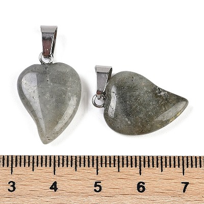 Natural Labradorite Heart Pendants G-H073-03P-08-1