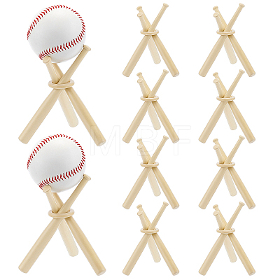 10 Sets Wooden Mini Bat Baseball Stands ODIS-TW0001-06B-1