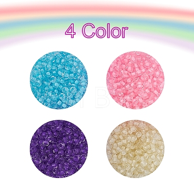 1000Pcs 4 Colors 8/0 Transparent Inside Colours Glass Seed Beads SEED-YW0001-70-1