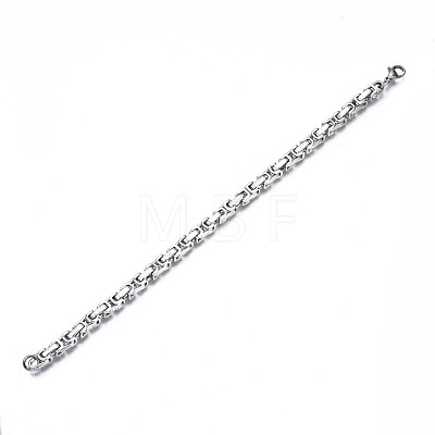 201 Stainless Steel Byzantine Chain Bracelet for Men Women BJEW-S057-81-1