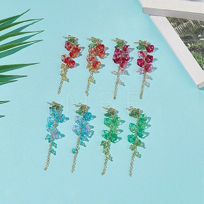 4 Colors Imitation Austrian Crystal Morning Glory Flower Dangle Stud Earrings EJEW-TA00197-1