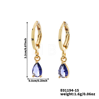 Fashionable Couple Waterdrop Sparkling 925 Sterling Silver Cubic Zirconia Dangle Hoop Earrings for Daily Wear and Parties CU5155-2-1