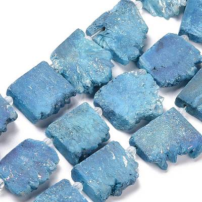 Electroplated Natural Druzy Crystal Beads Strands G-N0257-05-1