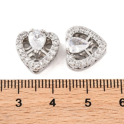 Brass Micro Pave Clear Cubic Zirconia Beads KK-S389-23P-1