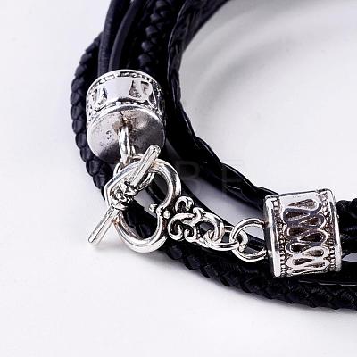 Leather Cord Multi-strand Wrap Bracelets/Necklaces BJEW-JB02299-1