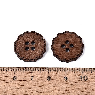 4-Hole Flower Wood Buttons BUTT-Q046-13B-1