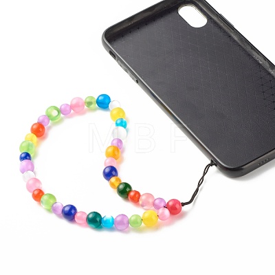 Round Resin Beads Mobile Straps HJEW-JM00583-1