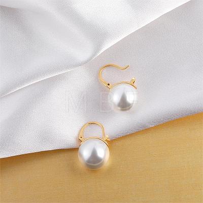 Pearl Earrings Gray Round Ball Hoop Dangle Earrings Stud Elegant Shell Pearl Drop Stud Imitation Freshwater Cultured Pearls Earrings Brass Charms Jewelry Gift for Women JE1096A-1