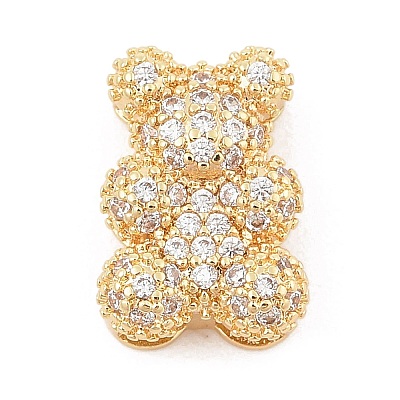 Brass Micro Pave Cubic Zirconia Slide Charms ZIRC-I068-01G-1