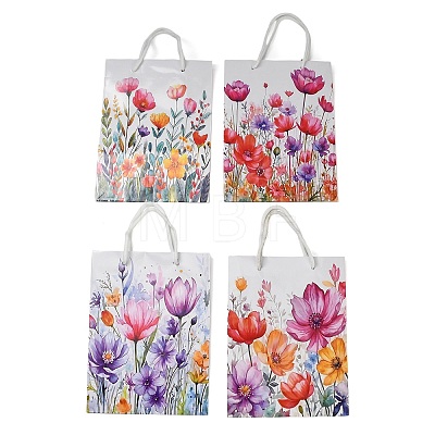 Flower Printed Paper Gift Bags with Handles CARB-F014-02-1