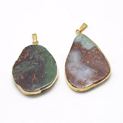 Plated Natural Chrysoprase Pendants G-R435-45-1