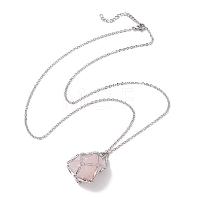 Crystal Stone Cage Pendant Necklaces NJEW-JN04757-03-1