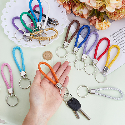 CRASPIRE 16Pcs 16 Style Imitation Leather Keychain KEYC-CP0001-22-1