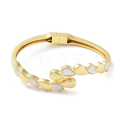Brass Pave Shell Open Cuff Bangles for Women BJEW-Z061-11A-1
