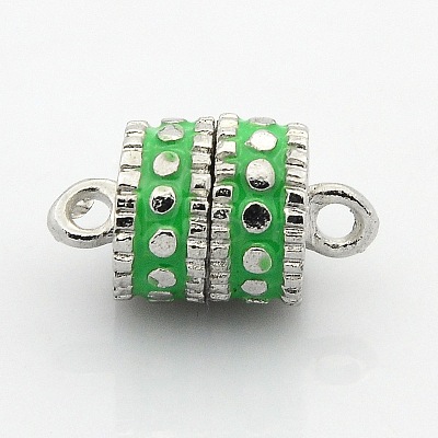 Platinum Plated Column Alloy Enamel Magnetic Clasps with Loops ENAM-P098-08-1