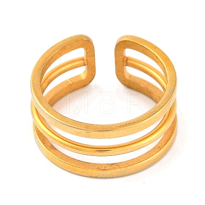 Ion Plating(IP) 304 Stainless Steel Hollow Multi-layer Open Cuff Finger Rings for Women RJEW-S414-19B-G-1