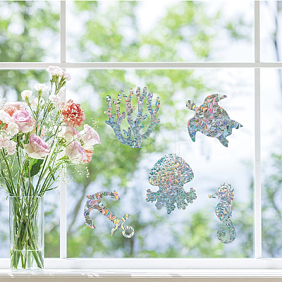 Waterproof PVC Colored Laser Stained Window Film Adhesive Stickers DIY-WH0256-087-1