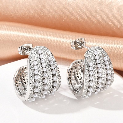 Brass Stud Earrings KK-U058-68P-1