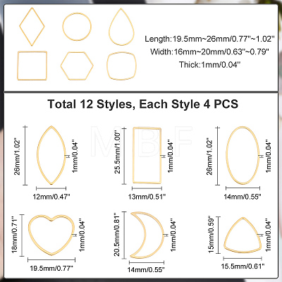 Unicraftale 48Pcs 12 Style 304 Stainless Steel Linking Rings STAS-UN0041-34-1