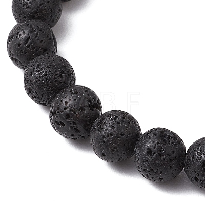 Natural Lava Rock Stretch Bracelets BJEW-JB11095-03-1