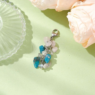 Natural Quartz Crystal & Rose Quartz & Aventurine & Amazonite Chip Beads Pendant Decorations HJEW-JM02124-01-1