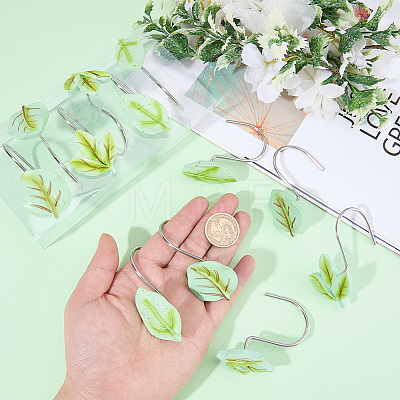12Pcs Leaf Resin Shower Curtain Hook AJEW-SP0006-01A-1