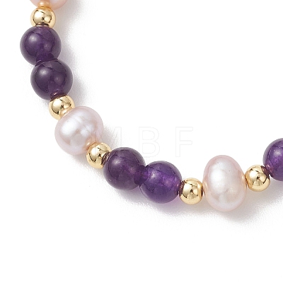Adjustable Natural Quartz and Freshwater Pearl Beads Bead Bracelets BJEW-JB13031-1