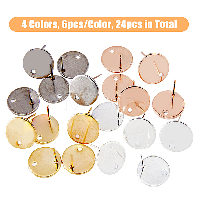 24Pcs 4 Colors 201 Stainless Steel Stud Earring Findings STAS-FH0001-78-1