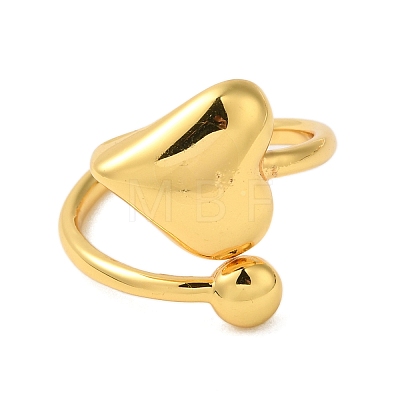 Heart Brass Finger Rings for Women RJEW-A048-17G-1