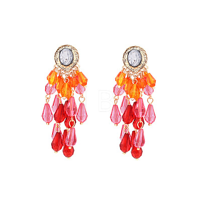 Zinc Alloy Acrylic Teardrop Tassel Stud Earrings for Women WGB9C49-02-1