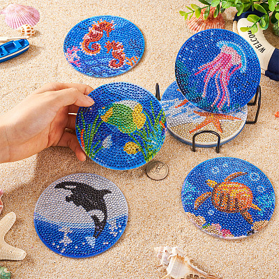 5D DIY Diamond Painting Cup Mat Kits DIY-TAC0021-09C-1