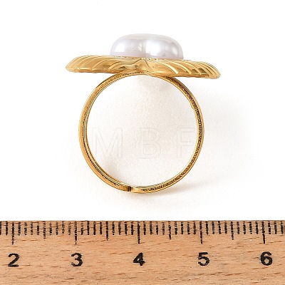 304 Stainless Steel Pave Imitation Pearl Cuff Open Rings RJEW-T037-04G-1