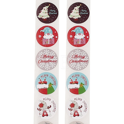 500Pcs Christmas Theme Round Stickers AJEW-S090-04C-1