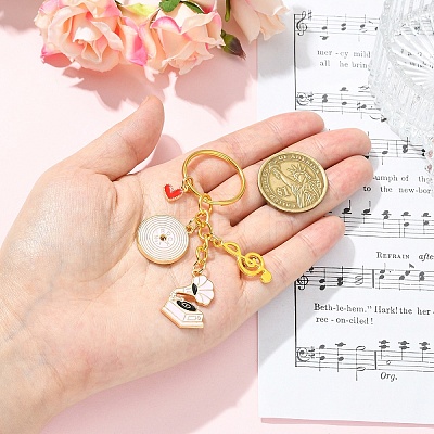 Alloy Enamel Disc & Gramophone & Musical Note Pendant Decorations KEYC-YW00286-02-1