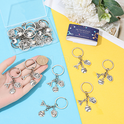 20Pcs Alloy Baseball & Solfball Gloves & Keychains KEYC-SC00034-1