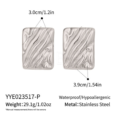 304 Stainless Steel Textured Stud Earrings EK2327-1-1