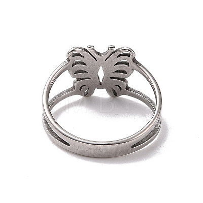 201 Stainless Steel Butterfly Finger Ring RJEW-J051-39P-1