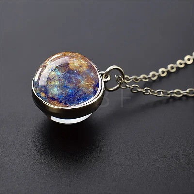 Luminous Round Alloy with Glass Planet Pendant Necklaces FS-WG4A1FF-05-1