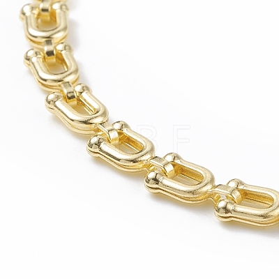 Brass Initial Letter U Link Chain Necklace Bracelet Anklet SJEW-JS01235-1