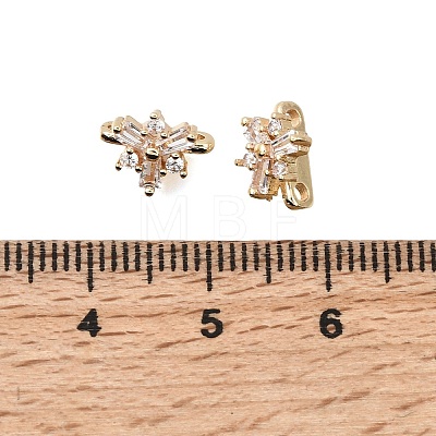 Brass Micro Pave Clear Cubic Zirconia 2-Loop Flower Spacer Bars KK-C258-08LG-1