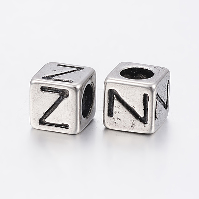 304 Stainless Steel Large Hole Letter European Beads STAS-H428-01AS-Z-1