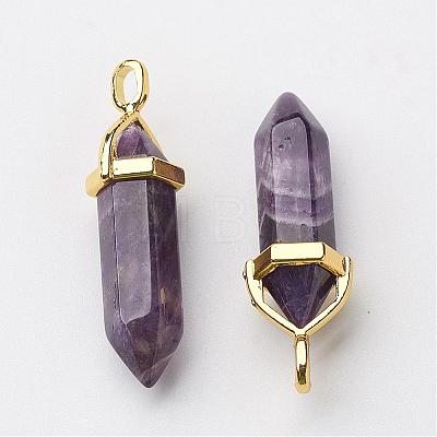 Natural Amethyst Pointed Pendants G-G902-A04-1