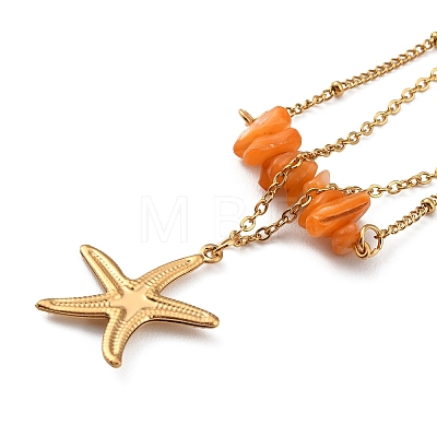 Dyed Natural Shell Chips Charms Anklet AJEW-G049-01G-1