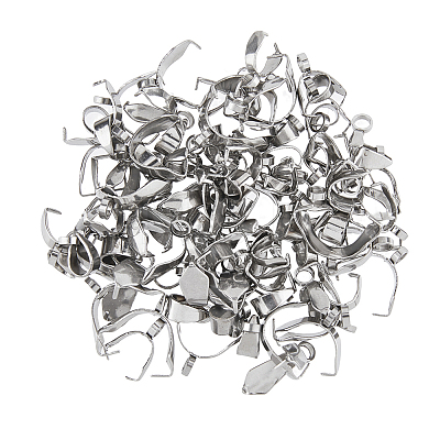 80Pcs 8 Style 201 Stainless Steel Pendant Pinch Bails STAS-FH0001-73-1