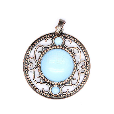 Retro Hollow Synthetic Opalite Pendants PW-WG205B0-06-1