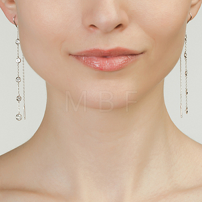 Rhodium Plated 925 Sterling Silver Ear Thread for Women HR0515-1