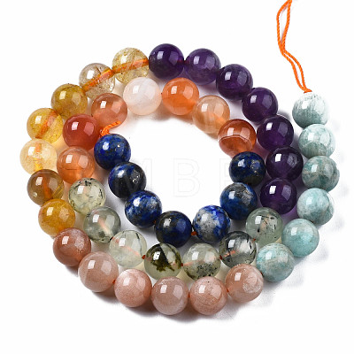 Natural Amazonite & Sunstone & Citrine & Amethyst & Prehnite & Botswana Agate & Lapis Lazuli Beads Strands G-S376-003B-1