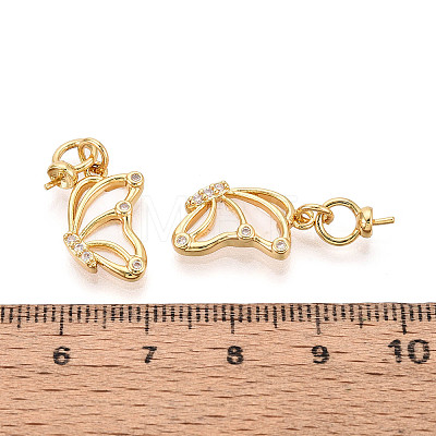 Brass Micro Pave Cubic Zirconia and Shell Cup Pearl Peg Bails Pin Pendants KK-T079-45G-1
